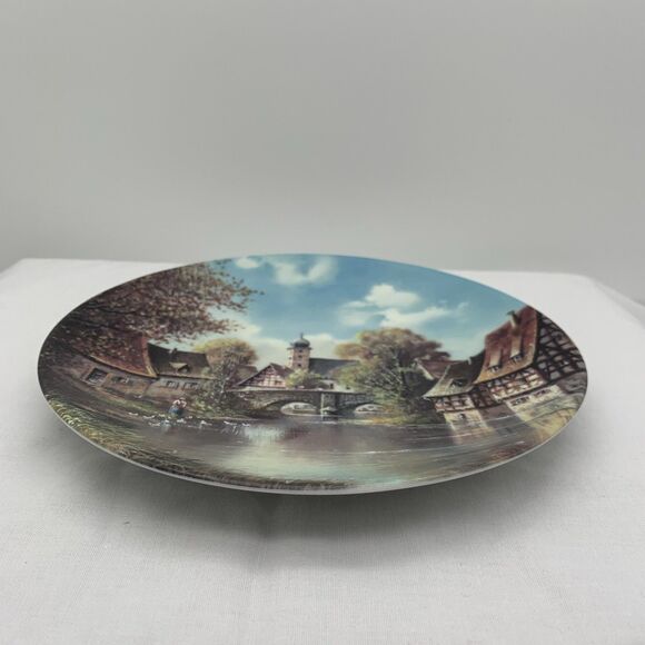 By The Old Bridge Collector Plate COA and Box 1991 Helmut Glossl Artist Germany - Picture 4 of 12